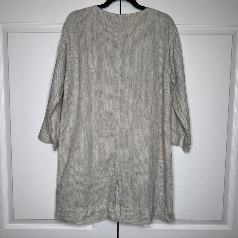 Eileen Fisher Organic Linen Button‎ Front Jacket Coat Women’s Medium